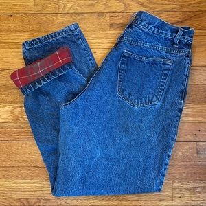 vintage plaid flannel lined denim jeans